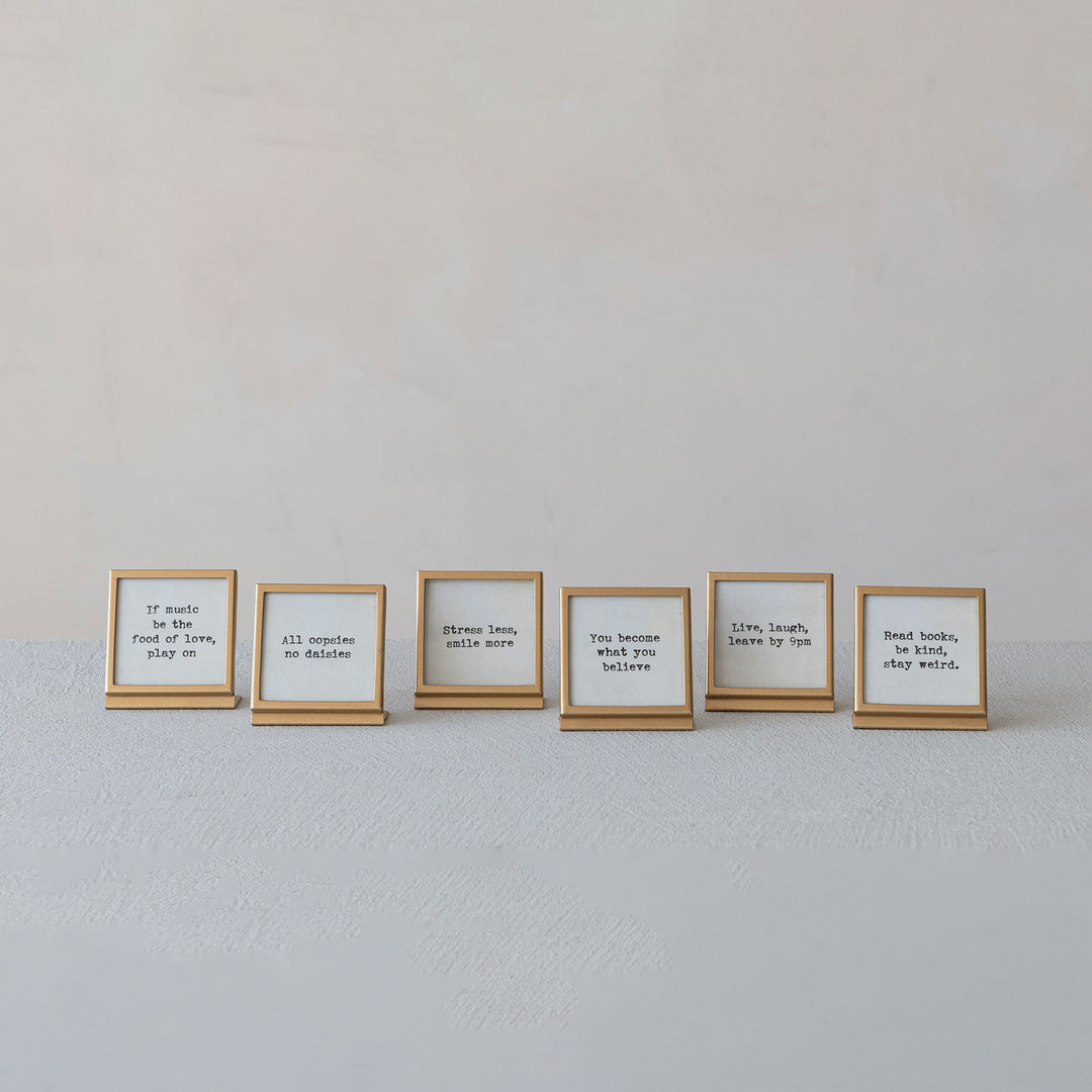 Everyday Metal & Glass Frame With Easel & Saying, 6 Styles
