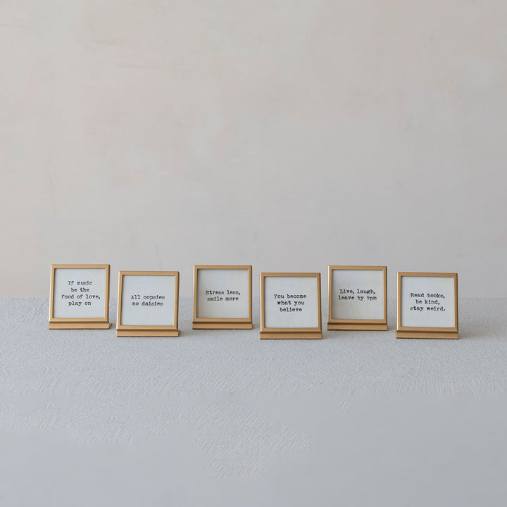 Everyday Metal & Glass Frame With Easel & Saying, 6 Styles