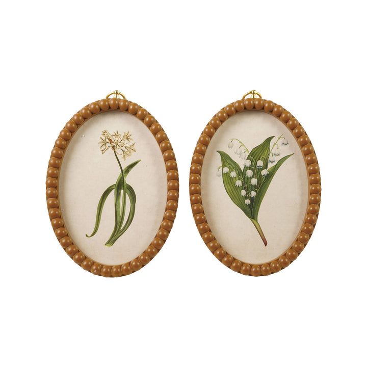 Framed Glass Wall Decor With Gold Ring Hanger, 2 Styles