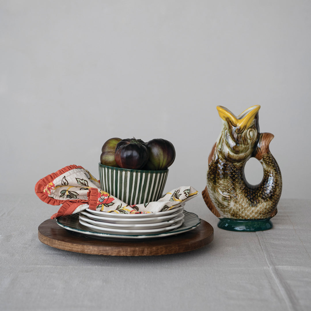 Hand-Painted Fish Vintage Reproduction Pitcher