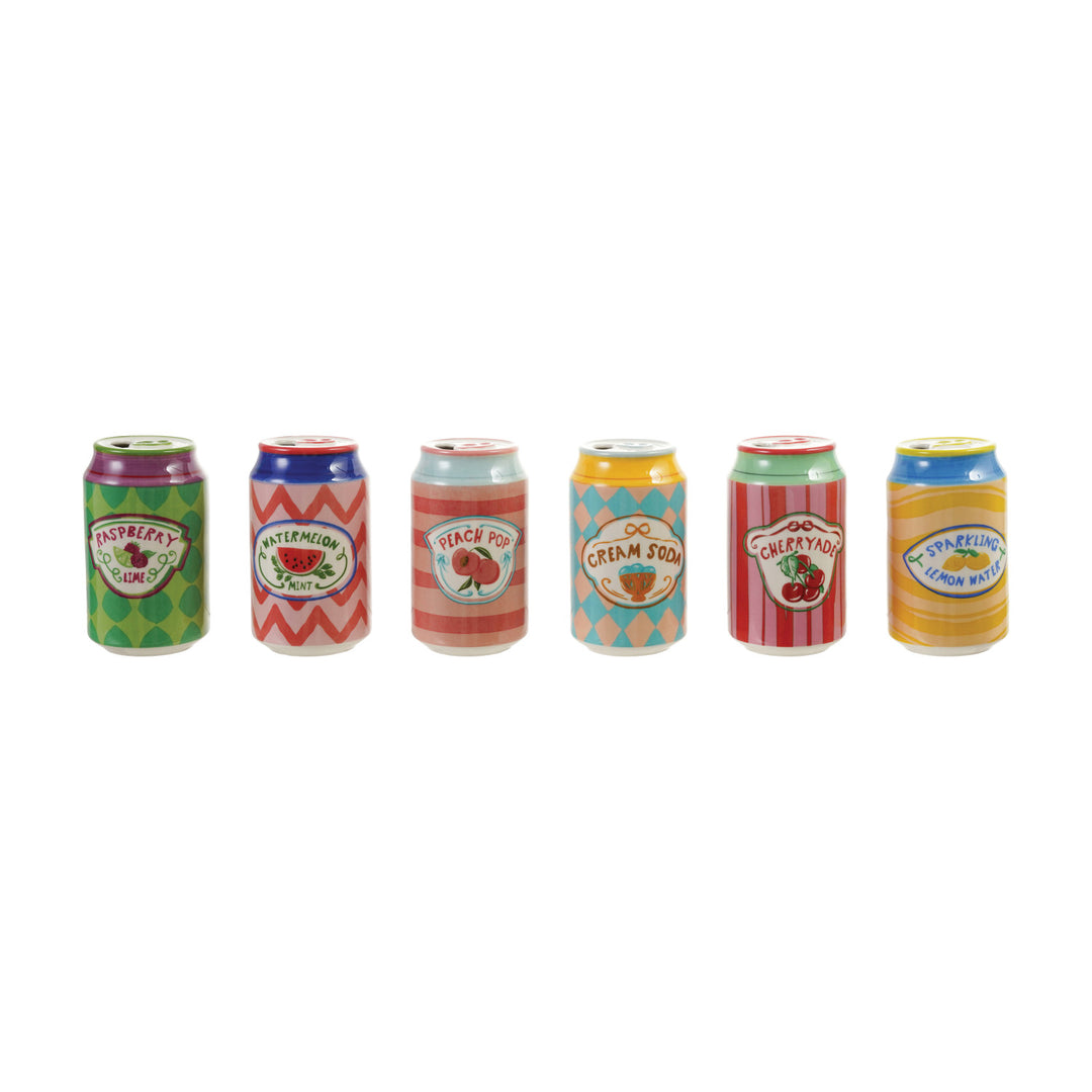 Hand-Painted Stoneware Soda Can Shaped Vase with Decal, 6 styles