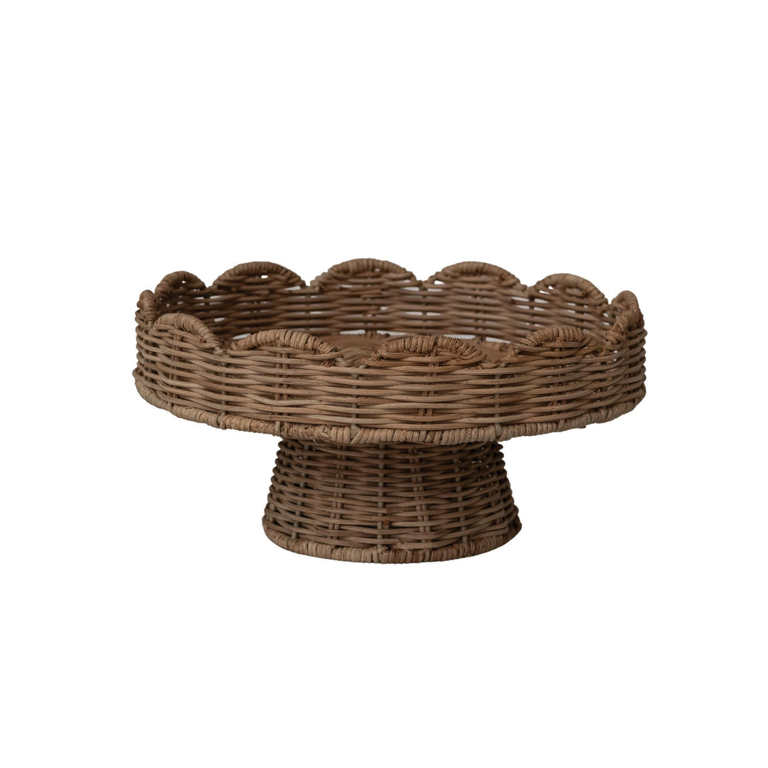 Rattan Scalloped Footed Pedestal