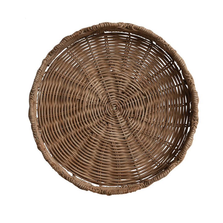 Rattan Scalloped Footed Pedestal
