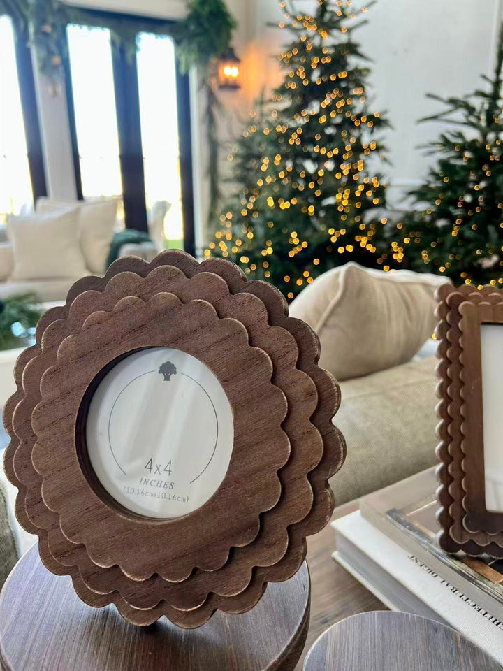 Wood Scallop Photo Frame, 4 sizes, 5 colors