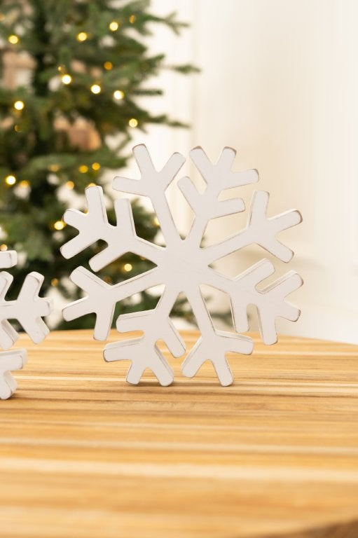 White Wood Snowflake, 2 sizes