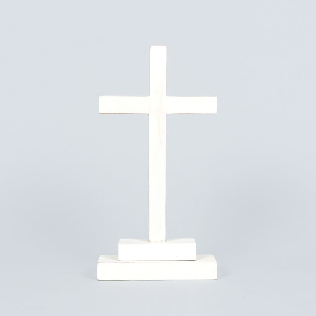 Wood Cross On Stand, 2 sizes, 2 colors