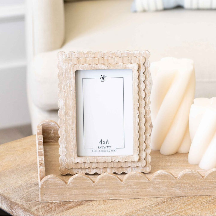 Wood Scallop Photo Frame, 4 sizes, 5 colors
