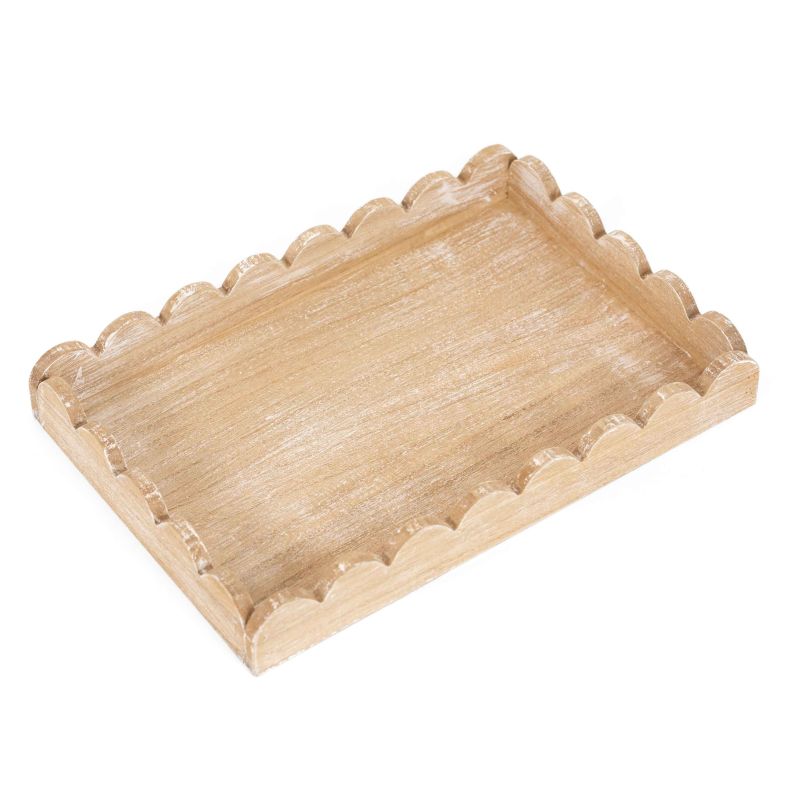 Wood Scallop Tray, 2 sizes, 4 colors