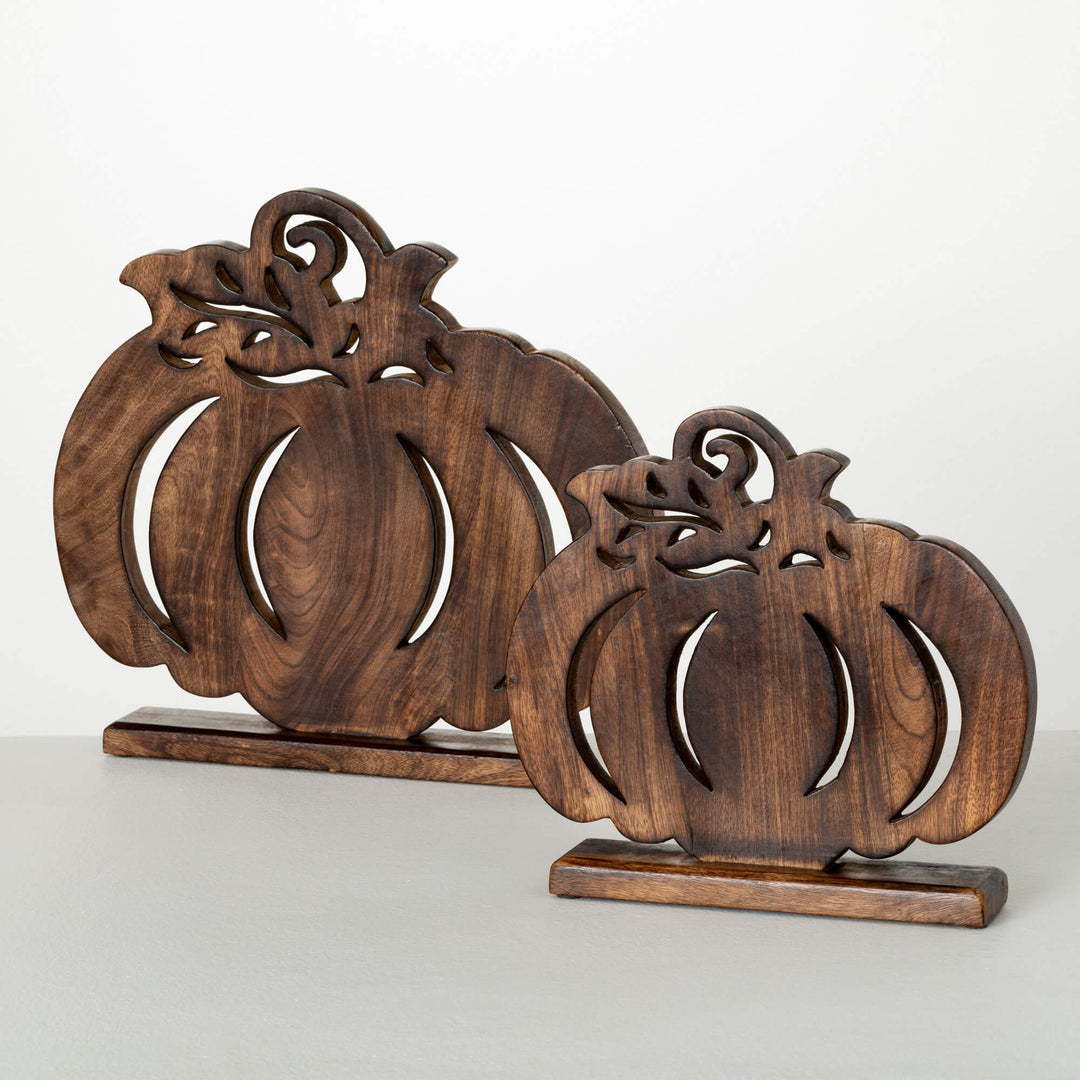 Wood Pumpkins - Set of 2