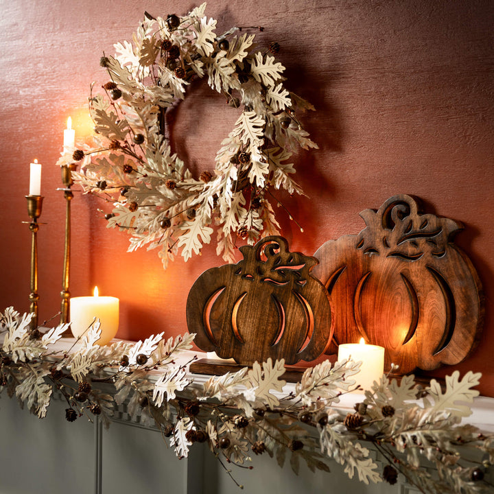 Wood Pumpkins - Set of 2