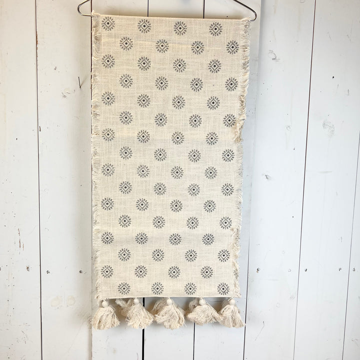 Cream Table Runner with Tassels
