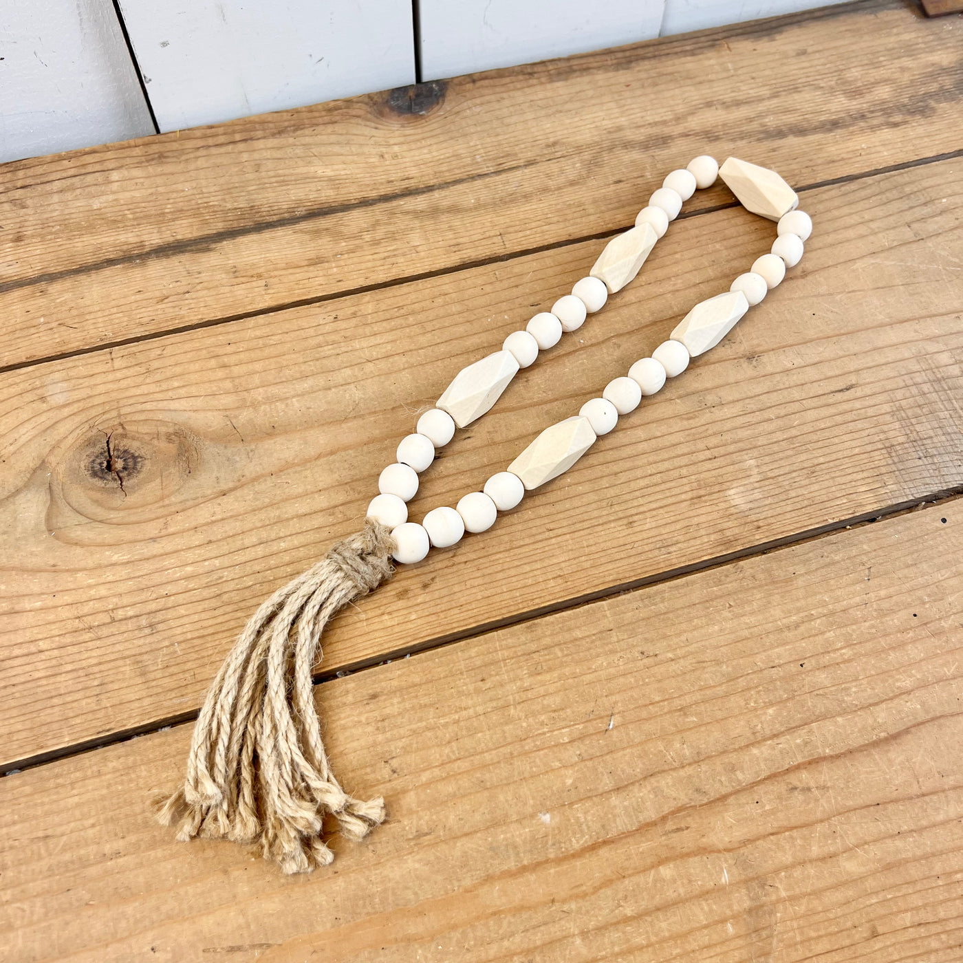 Natural Beaded Loop with Tassel