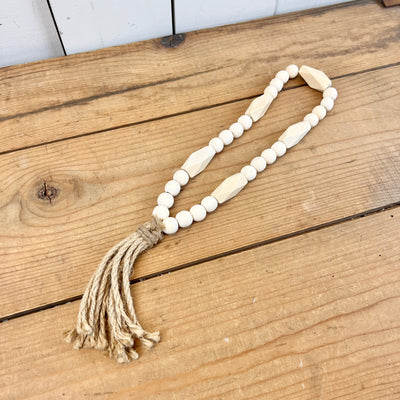 Natural Beaded Loop with Tassel