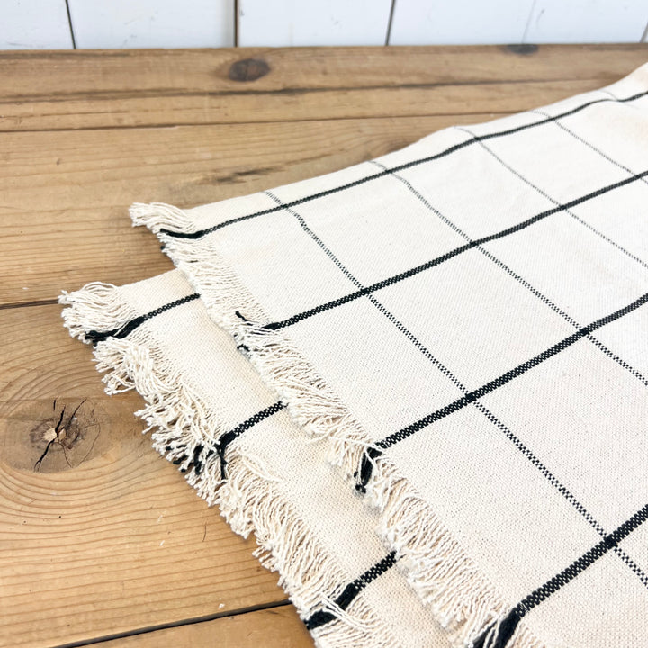 Cream and Black Table Runner
