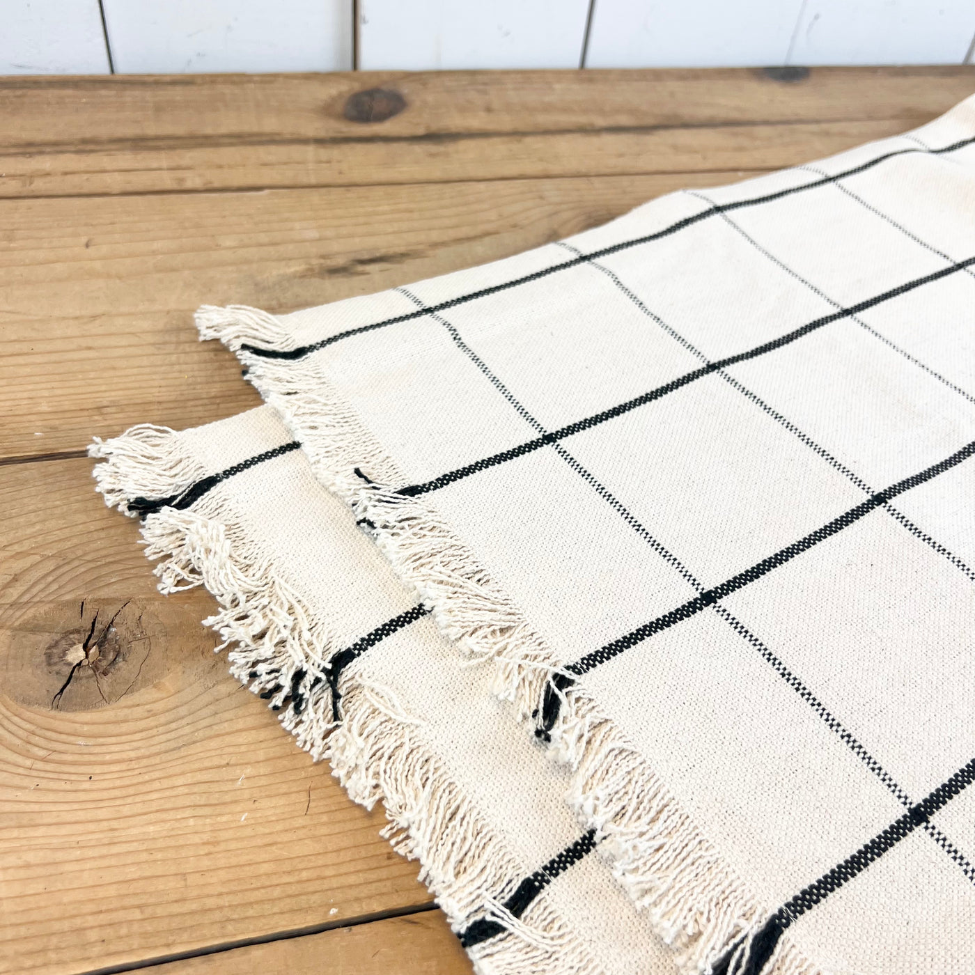 Cream and Black Table Runner
