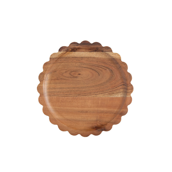 Scalloped Acacia Wood Tray, Two Sizes Available