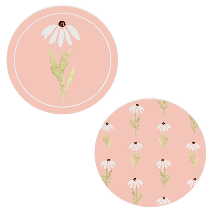 Pink Daisy Coasters - Set of 2