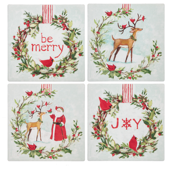 Holiday Message Coasters - Set of 4