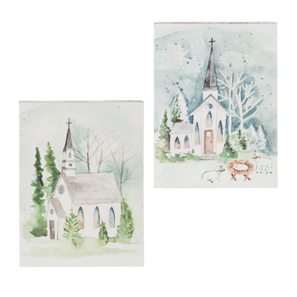 Watercolor Church Art Blocks, 2 Styles