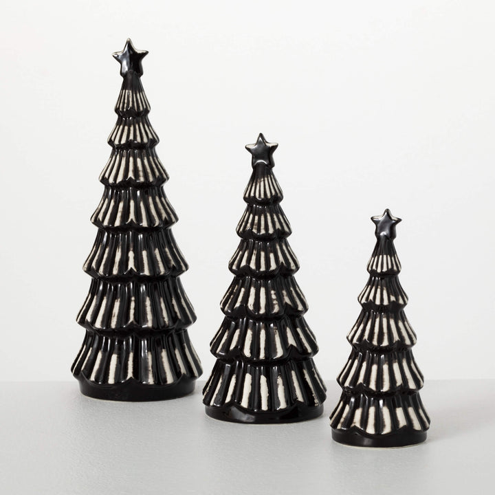 Modern Black Christmas Trees - Set of 3