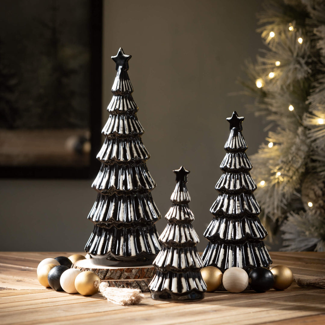 Modern Black Christmas Trees - Set of 3