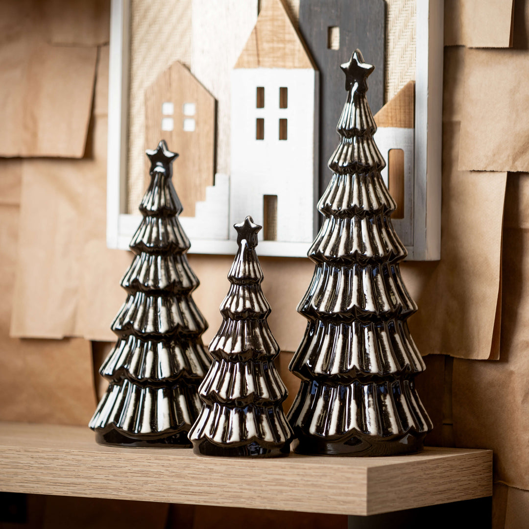 Modern Black Christmas Trees - Set of 3