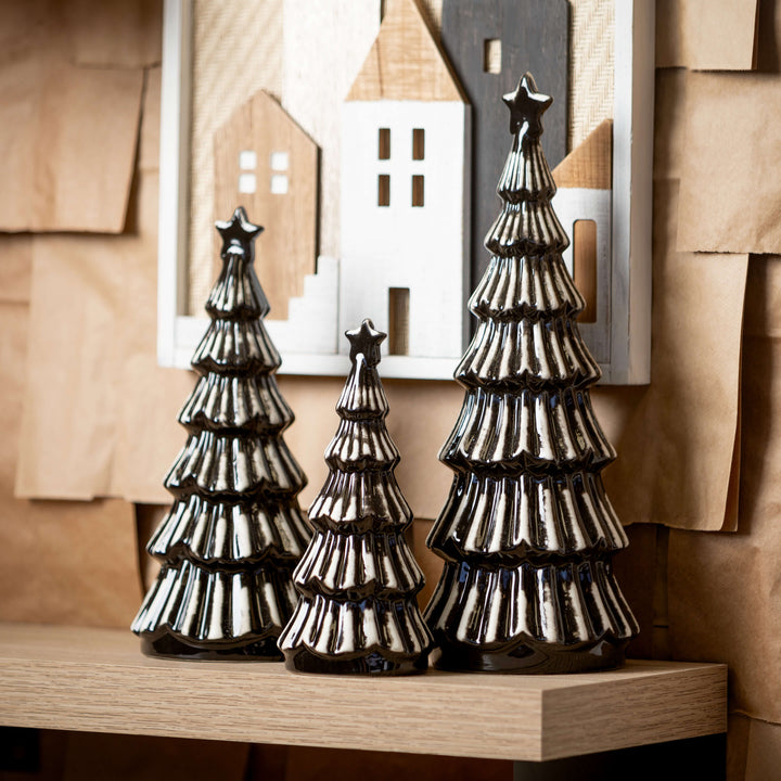 Modern Black Christmas Trees - Set of 3