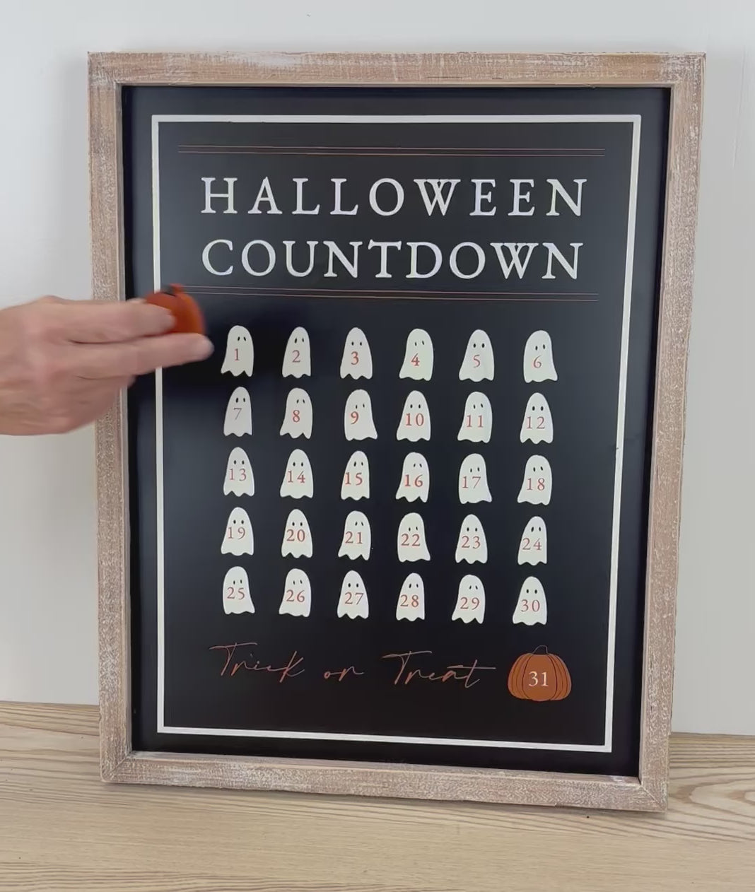 Countdown to Halloween/Autumn Leaves Reversible Wood Framed Sign