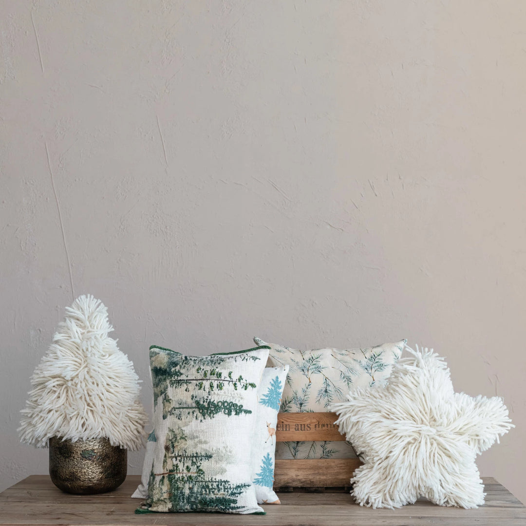 Embroidered Tree Lumbar Pillow