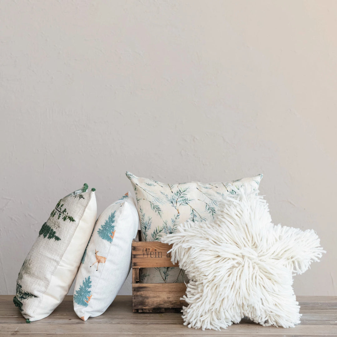 Embroidered Tree Lumbar Pillow