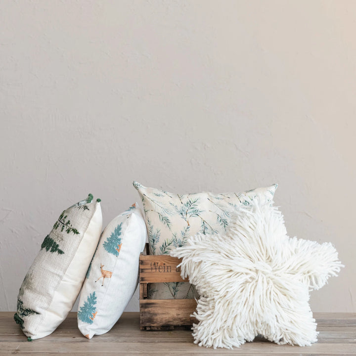 Embroidered Tree Lumbar Pillow