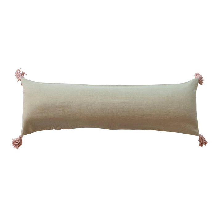 Patchwork Christmas Tree Embroidered Lumbar Pillow with Tassels