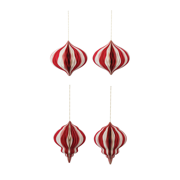 Paper Folding Honeycomb Ornament w/ Gold Glitter Edge, Set of 2