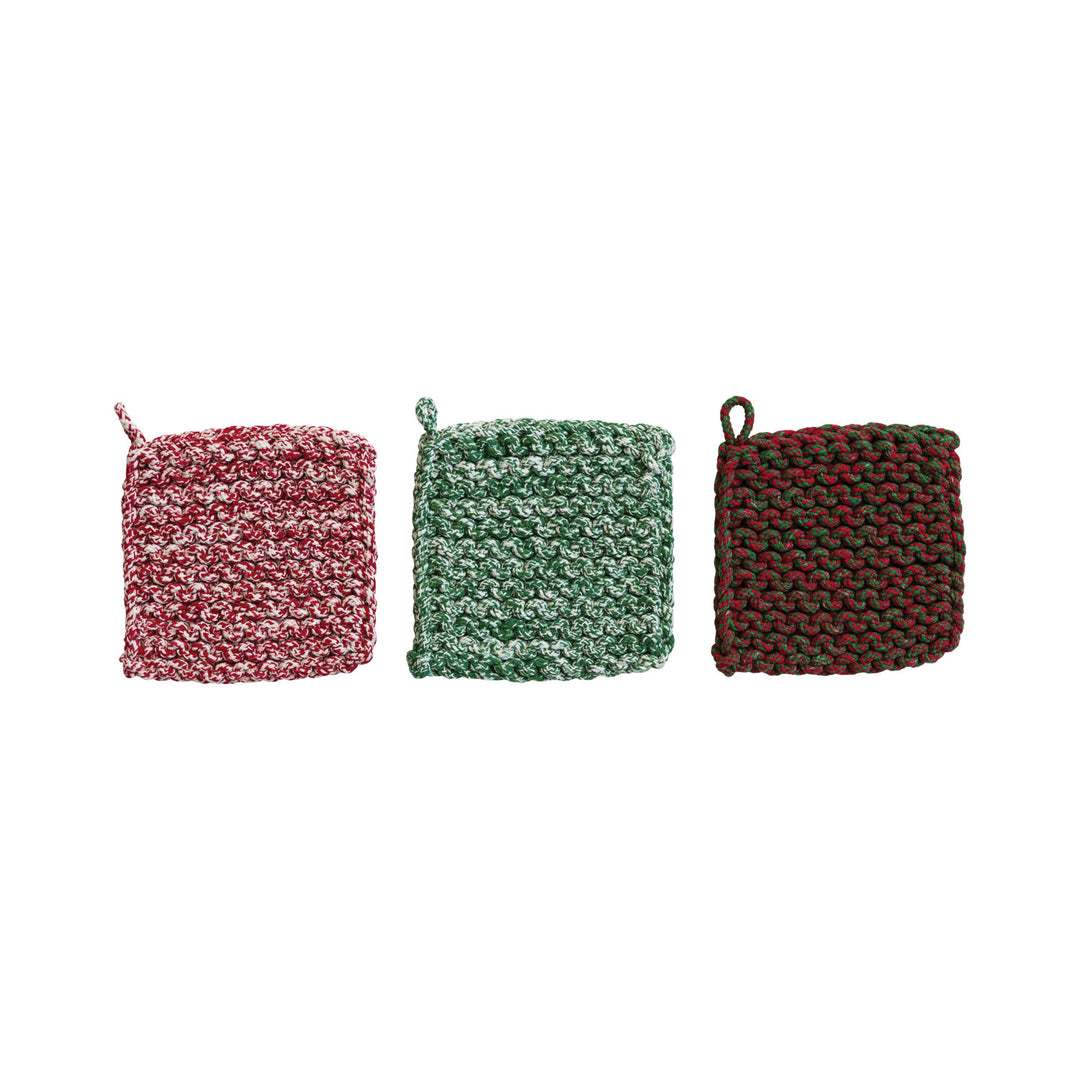 Christmas Cotton Crocheted Pot Holder, 3 Styles
