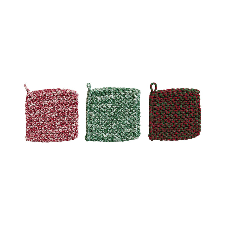 Christmas Cotton Crocheted Pot Holder, 3 Styles