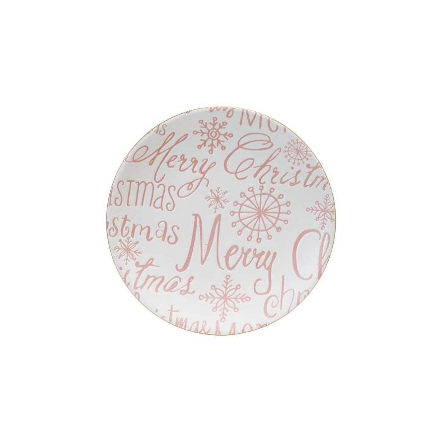 Stoneware "Merry Christmas" Plate
