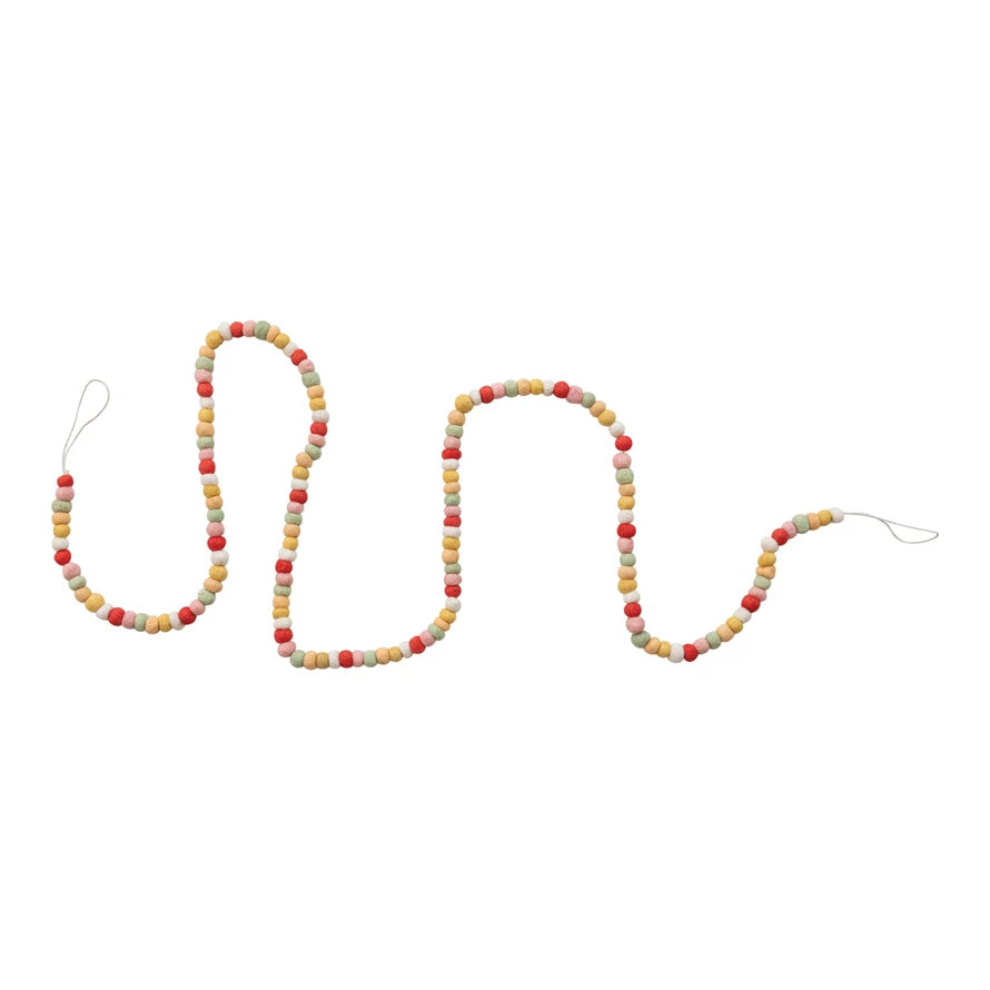 Handmade Wool Felt Ball Garland, Multi Color - 2 Styles