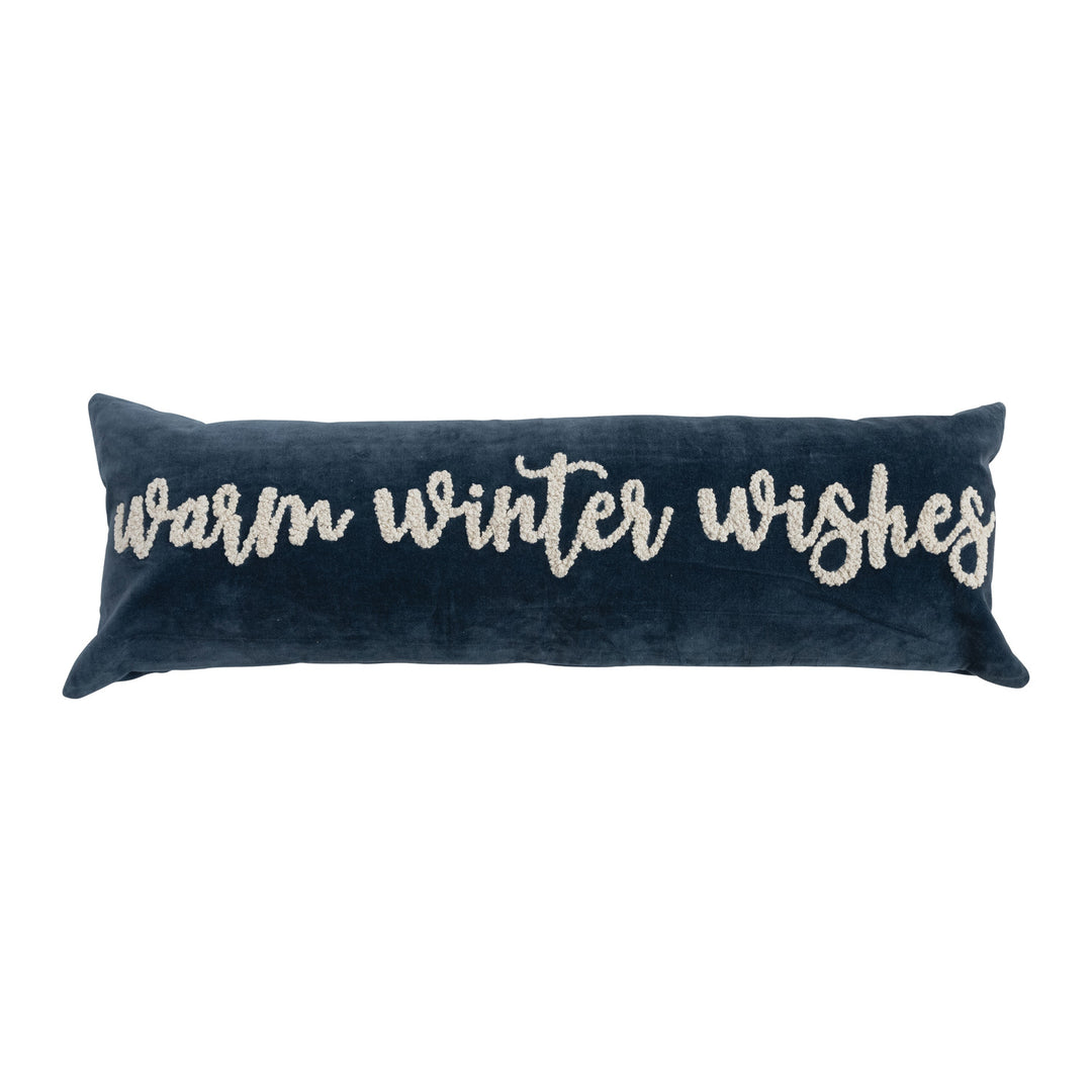 "Warm Winter Wishes" Velvet Lumbar Pillow