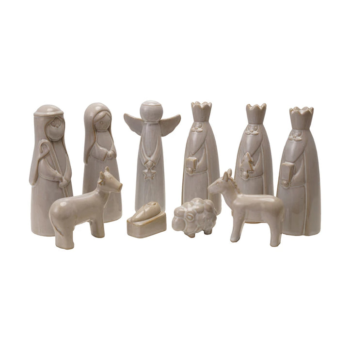 Stoneware Nativity Set with Reactive Glaze