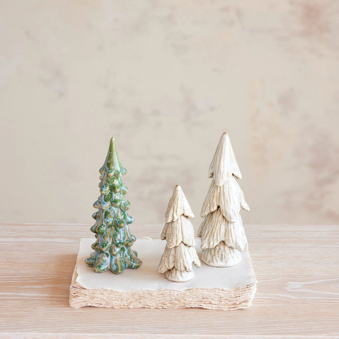 Cream Stoneware Tree with Reactive Glaze - 2 Sizes