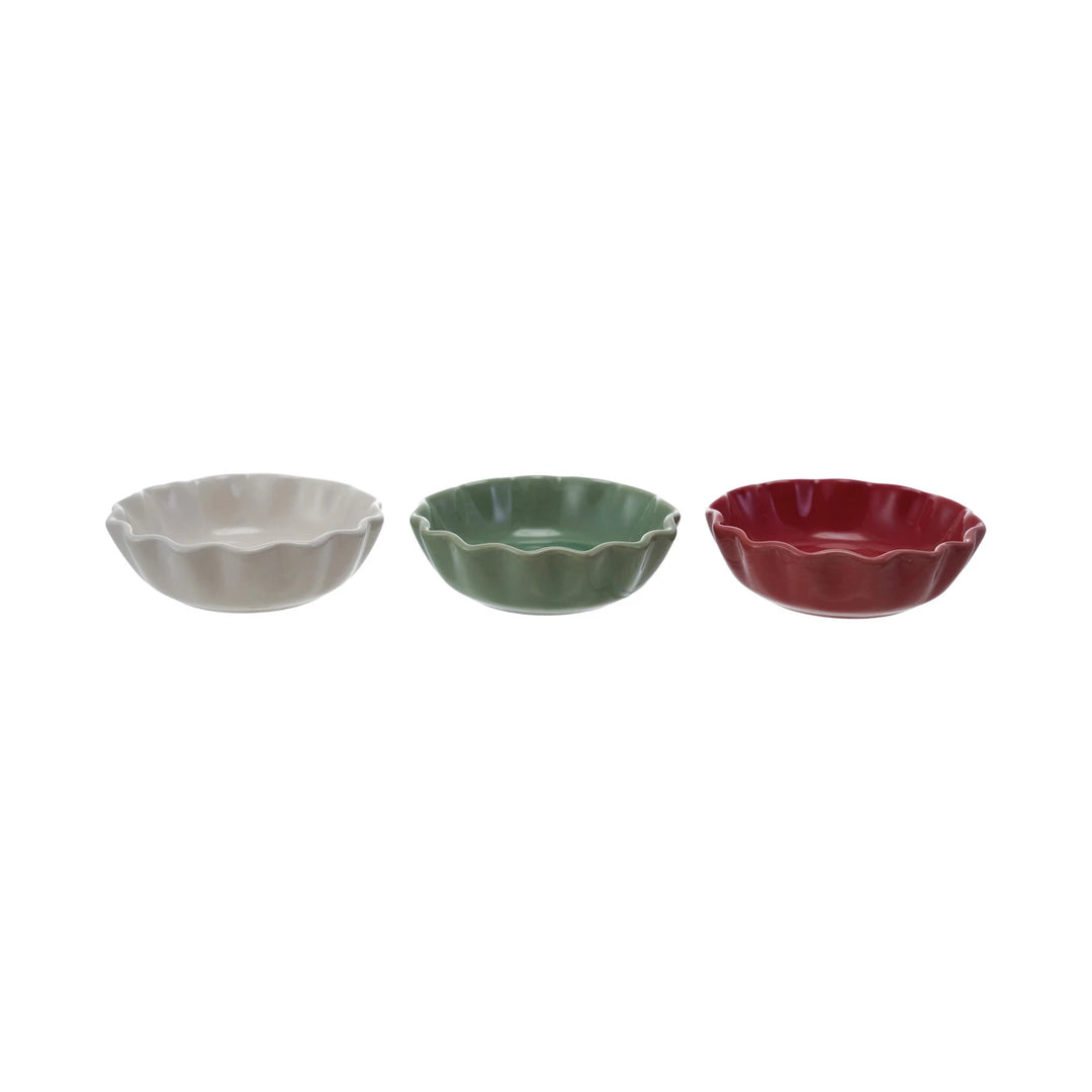 Scalloped Stoneware Bowl - Set of 3