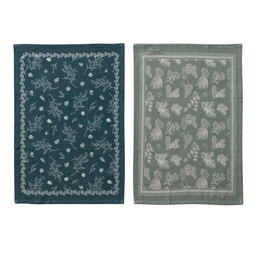 Pine Bough Patterned Tea Towel - Set of 2