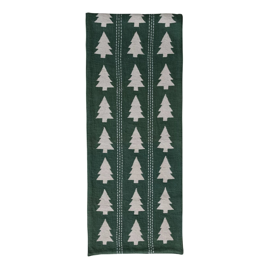 Green Table Runner with Trees