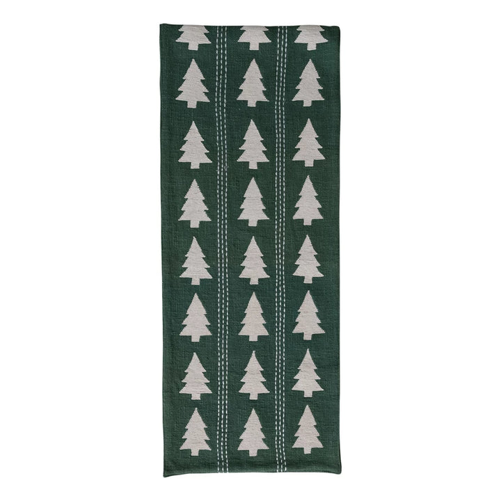 Green Table Runner with Trees