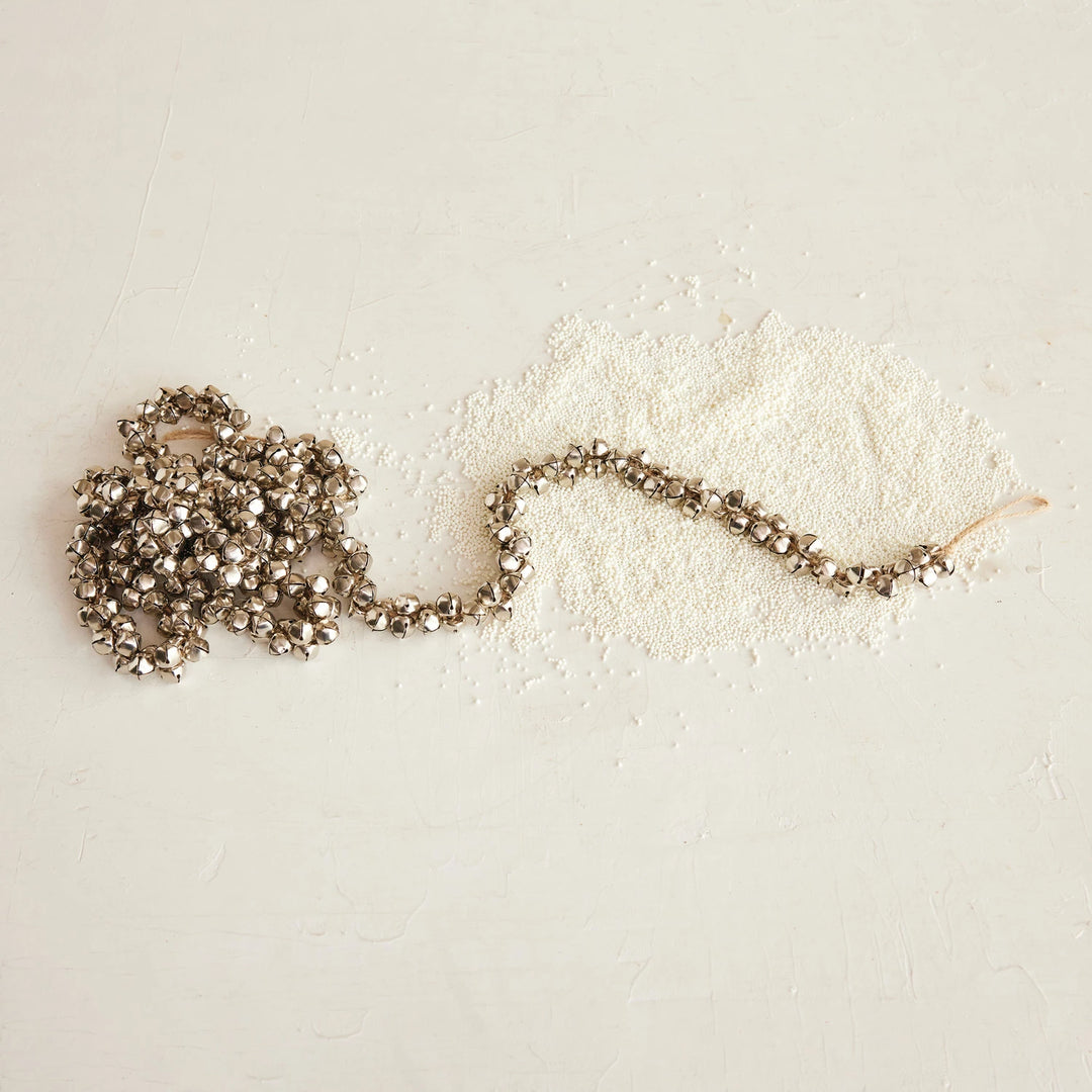 Metal Jingle Bell Garland on Jute Cord - Silver