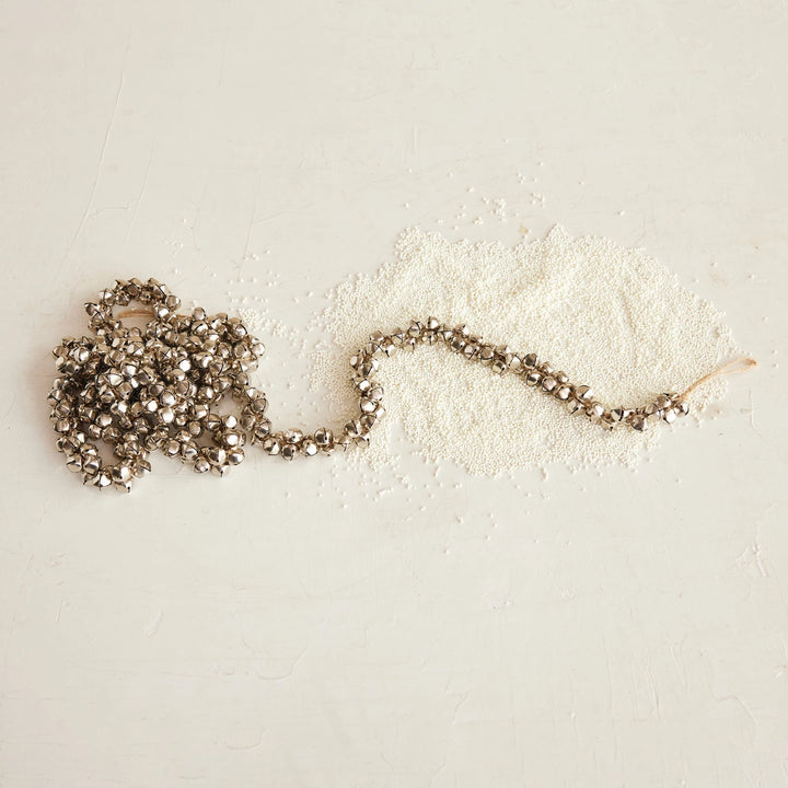 Metal Jingle Bell Garland on Jute Cord - Silver