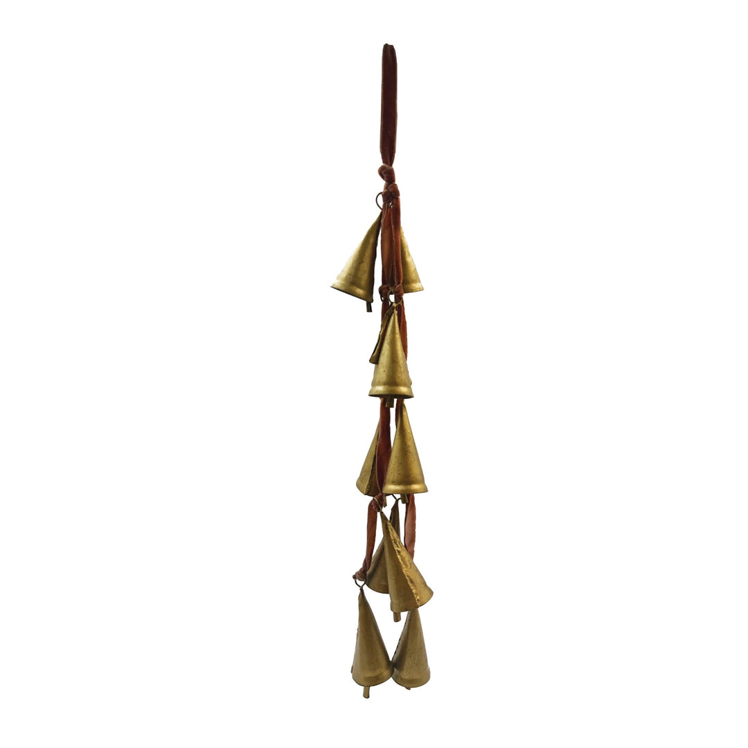 Metal Cone Bells with Velvet Ribbon