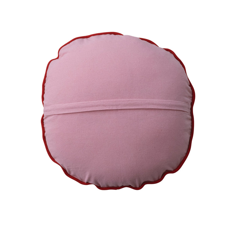 "Deck The Halls" Round Linen Pillow with Beads