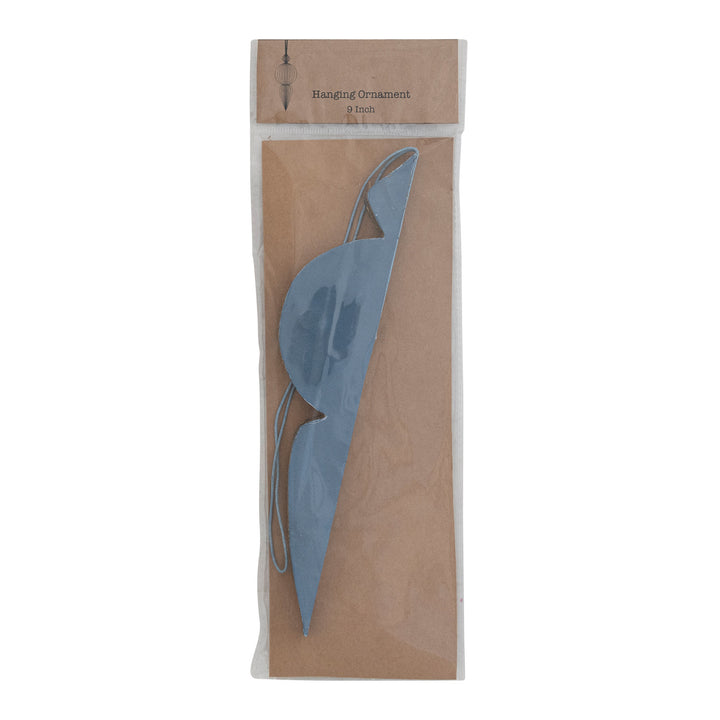 Honeycomb Finial Ornament With Gold Glitter Edges, Blue
