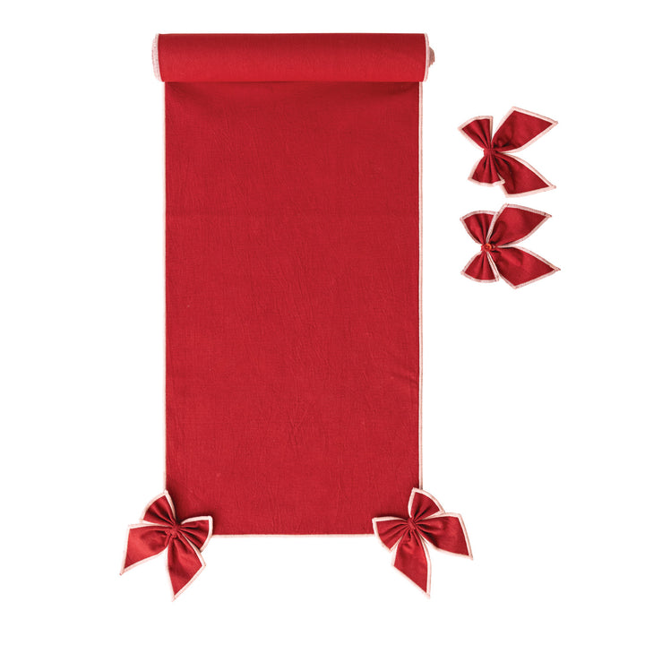 Cotton & Linen Table Runner with Detachable Bows